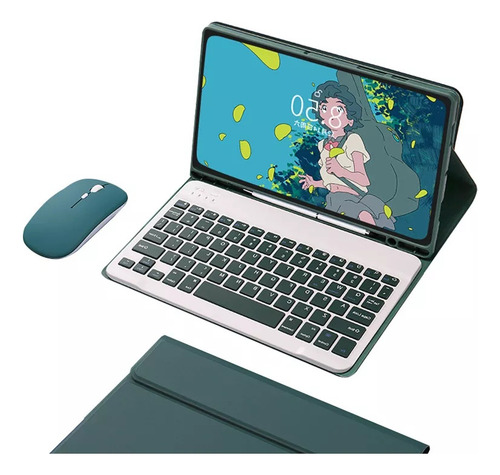 Capa, Teclado E Mouse Para Galaxy Tab A9+ 11 Sm-x216 X210 Cor Verde Oscuro