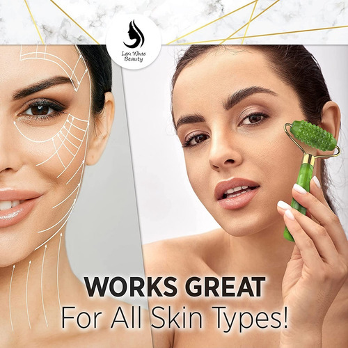 Imagen 6 de 6 de Rodillo Facial, Cara De Jade Masajeador Gua Sha, Natural.