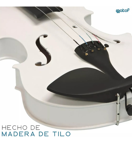 Violin Acustico 4/4 Profesional Con Estuche Y arco Y accesorios Color Blanco