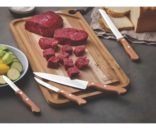 Pack 2 Cuchillos Cocineros 5 Y 7 Tramontina Mango Madera