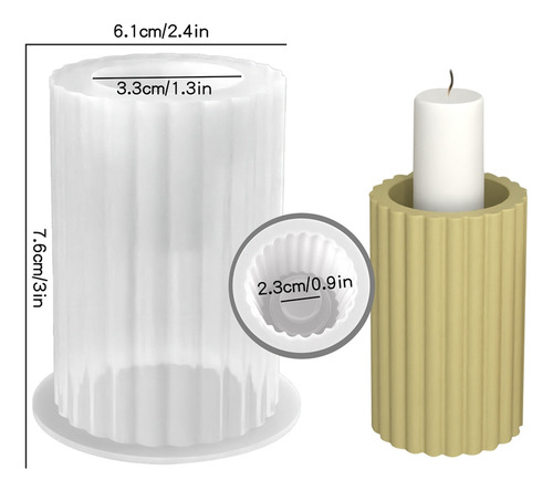 Molde De Silicona Para Candelabro Con Rayas Cilíndricas Quee