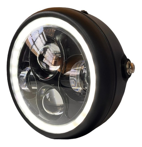 Faro Led Redondo Dlr Ojo De Angel Blanco Para Moto 7 Pulgada