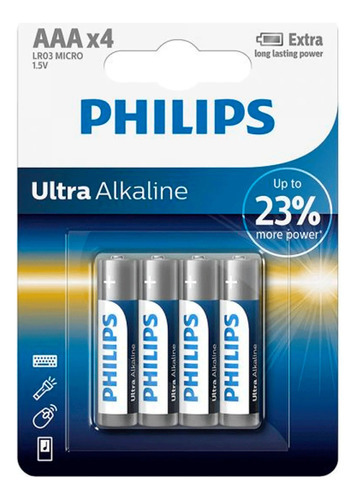 Pilha Philips Aaa Ultra Alcalina Com 4 - (lr03-ep4b/97)