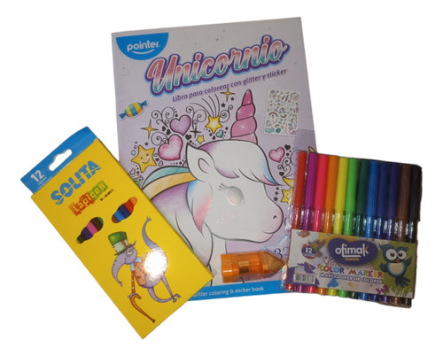 Libro Para Colorear Unicornio/sirenita Con Glitter /sticker