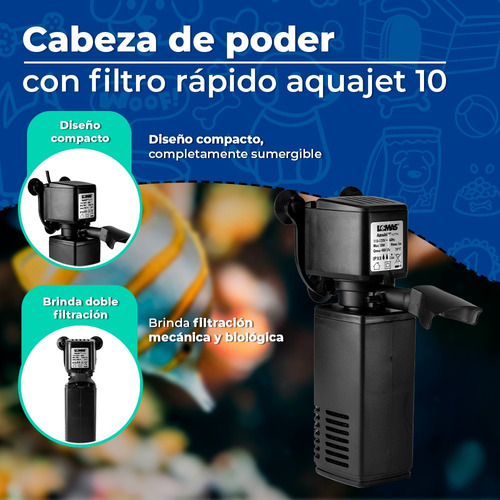 Filtro Interno Para Pecera 50 Litros Aquajet 10f Acuario