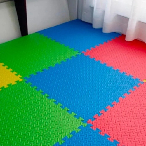 Pack 3 Alfombras Piso Goma Eva Liso Set 4 Cuadros 60x60cm