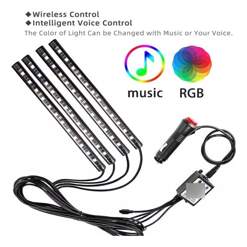 Luces Led Ritmo Música Multicolor Carro Sensor Tuning