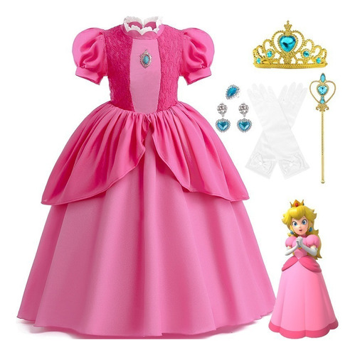 Disfraz De Super Brothers Peach Para Niñas Vestido De