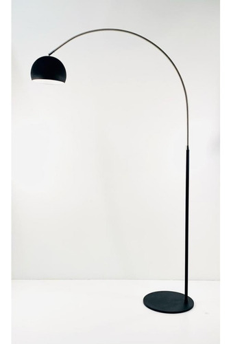 Imagen 1 de 10 de Lampara Pie Arco Negro Cromo Diseño Retro Moderna Living