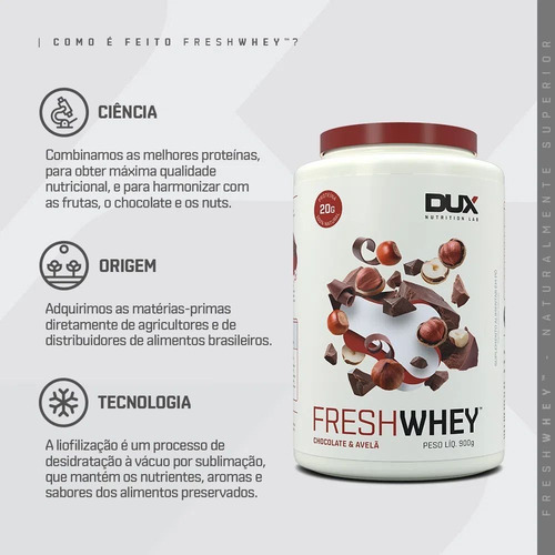 Whey Fresh Whey Chocolate Belga E Avelã - Pote 900g Dux