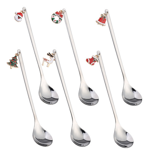 Cucharas Navideñas Doradas 2 Piezas Con Caja Azul