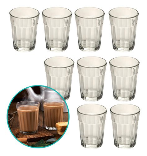 Jogo 10 Copos De Vidro Americano Multiuso 200ml Água Suco