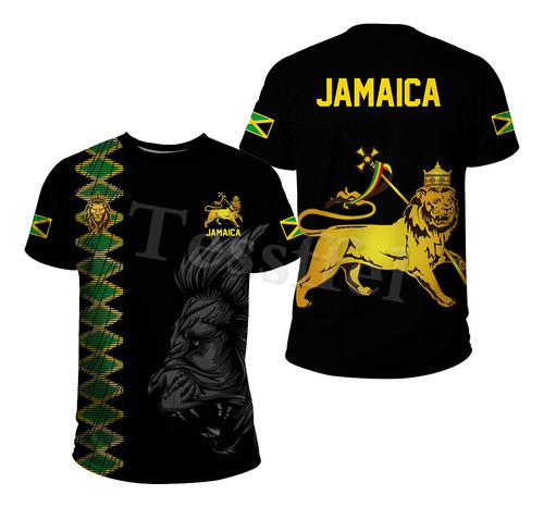 Camiseta Con Estampado 3d Del Emblema Del León De Jamaica