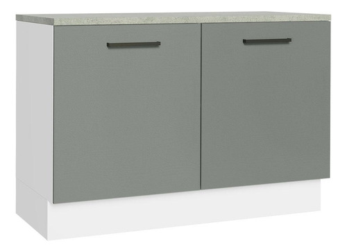 Balcão Pia Cozinha 2 Portas (com Tampo) Branco Agata Madesa Cor Branco/cinza