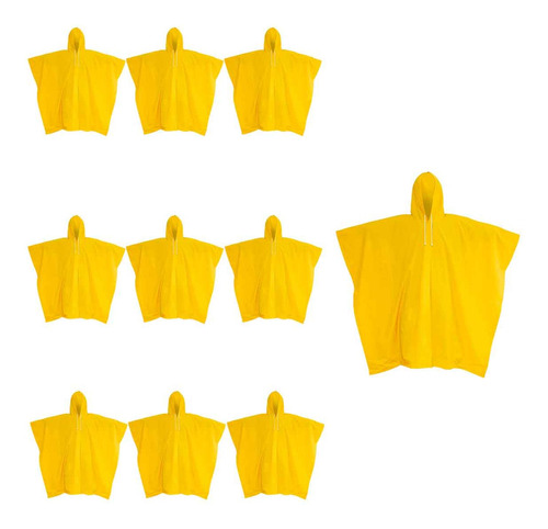 Pack 10 Impermeable T/poncho Amarillo Unitalla Pvc 571 Adir