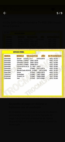 Imagen 4 de 4 de Kit De Sellos De La Caja Automática Th400(3l80)