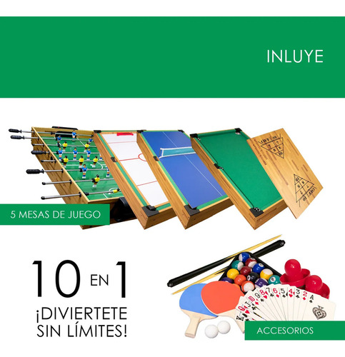 Mesa Multijuegos Combo 10 En 1 Billar Ping Pong Futbolito Mesa De Futbolito Café Arizone PACK0331 Tradicional