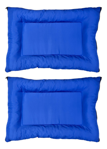 Kit 02 Cama Futon Cachorro Gato Colchão Colchonete Pequeno Cor Azul E Azul Desenho Liso