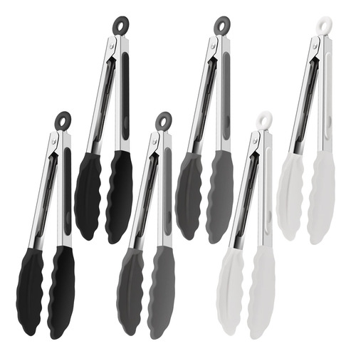 Pinzas De Cocina De Silicona 6 Uds, 7 Pulgadas, Resistentes