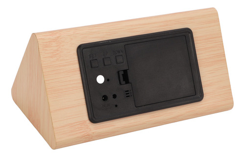 Reloj Despertador Triangular De Madera Con Hora Digital, Fec