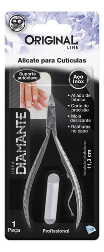 Alicate Cuticula Profissional Aço Inox - Diamante Original L