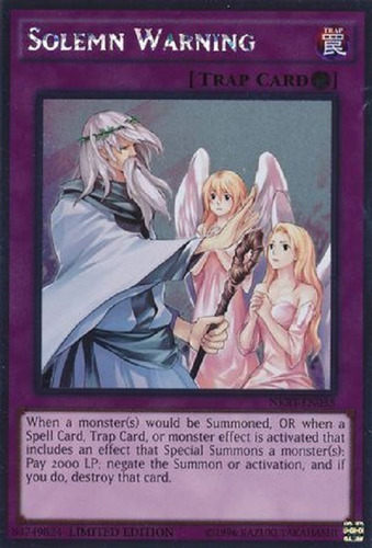 Advertencia Solemne Platinum Raro Yugioh