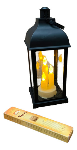 Farol 35 Cm Con 3 Velas Led Fanal Zen A Pila Importado 