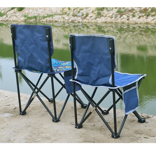 Silla Plegable Portátil Al Aire Libre Pesca Camping Azul S