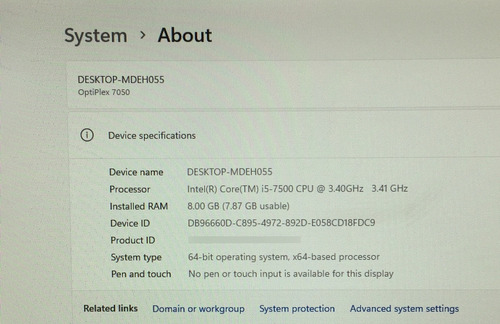 Cpu Dell Optiplex 7050 Intel Core I5-7500 Sku 1588 (Usado)