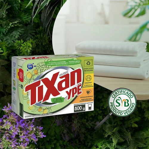 Kit 1 Lava Roupas Em Pó Tixan 800g 1 Amaciante 1l Ypê Green