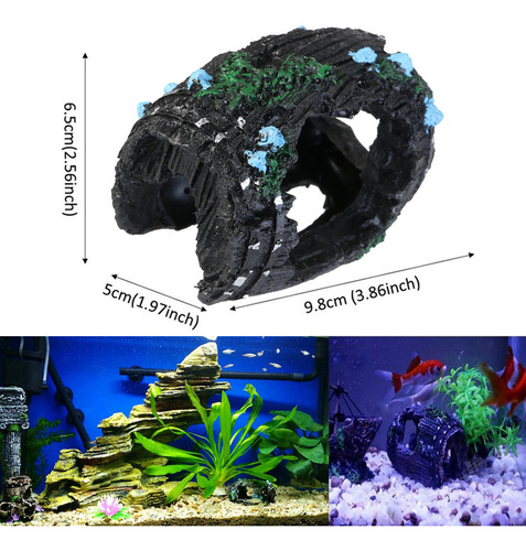 Adorno Para Pecera, Acuario, Cueva, Resina, Barril Roto, Agu
