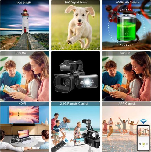 Videocámara Lierhyt 4k Con Zoom Digital De 18x, Cámara Vlogg
