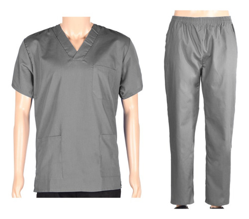 Conjunto Médico Enfermero Casaca Pantalón Gris