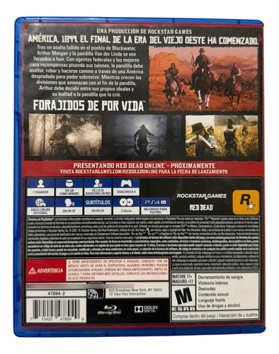 Red Dead Redemption 2 Para Playstation 4 Físico (Usado)