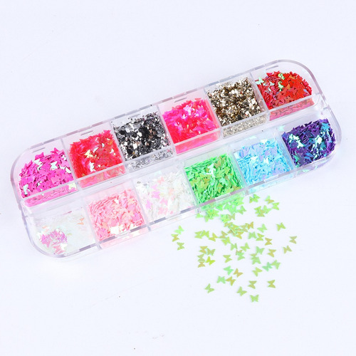 Estuche 12 Decoraciones De Uñas Figuritas Multicolor