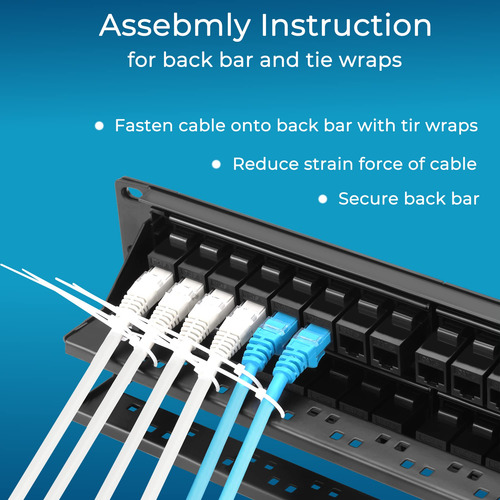 Rapink Panel De Conexiones De 48 Puertos Cat6 Con Soporte K.