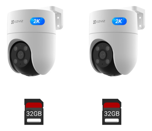 Combo X2 Ezviz H8c 2k 3mp Exterior Inteligencia + Memoria 32