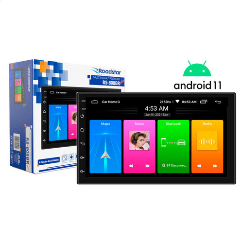 Multimídia Roadstar Android 7  Rs-808br Plus 2 Din Espelha