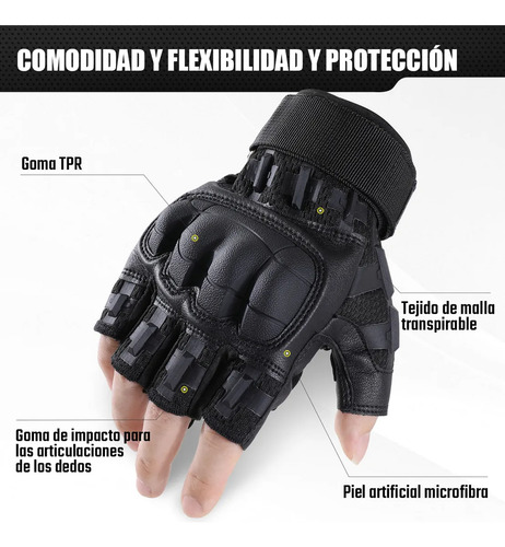 Guantes Tácticos Militares Motocicleta Medio Dedo Protección