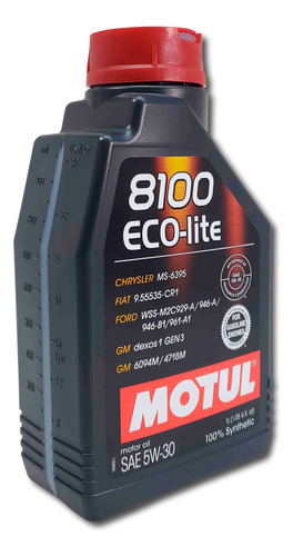Aceite De Motor 5w30 Sintetico 8100 Eco-lite Importado Motul