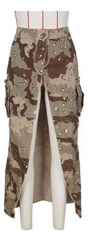 Falda Asimétrica Corte En A Militar De Camuflaje Para Mujer