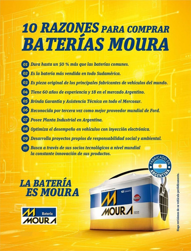 Imagen 7 de 7 de Batería Moura M22gd 12x65 A/h Peugeot 408 1,6