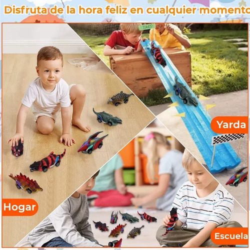 Tracción Retráctil Dinosaur Toys Para 6 Coches