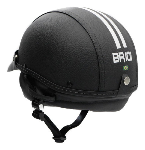 Capacete Coquinho Scooter Moto Elétrica Bike Couro Preto