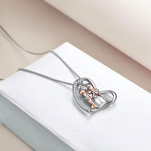 Imagen 4 de 6 de Collar Plata 925 Mama Y Dos Hijos Baño Oro Rosa Regalo Madre