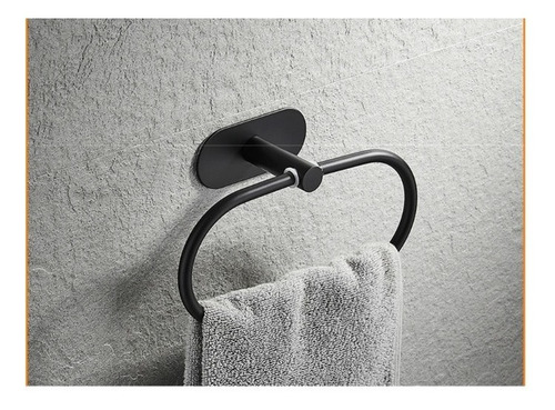 Set Accesorios Adhesivos Para Baño Negro Toallero 4 Piezas
