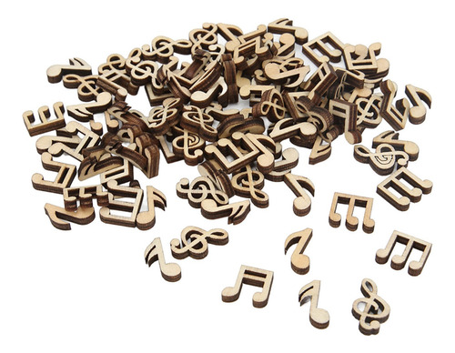 Notas Musicales Madera Sin Acabado 100 Piezas Recortes Durad