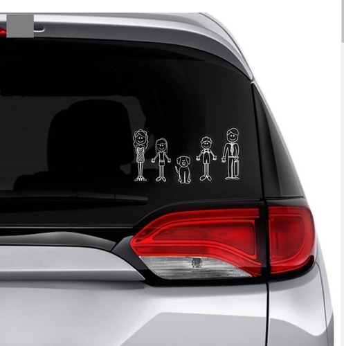 Calcomanía Familia (papá+mamá+hhijo+hija+perro) Vehiculo !!!