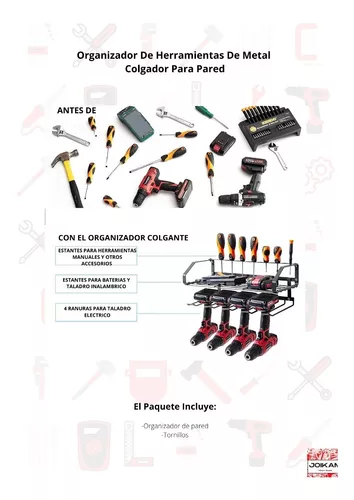 Organizador de herramientas eléctricas, organización de garaje y  almacenamiento de taladro, soporte de pared resistente y duradero, práctico  estante