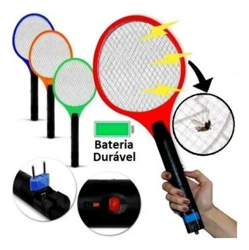 Raqueta recargable Bivolt para matar mosquitos e insectos